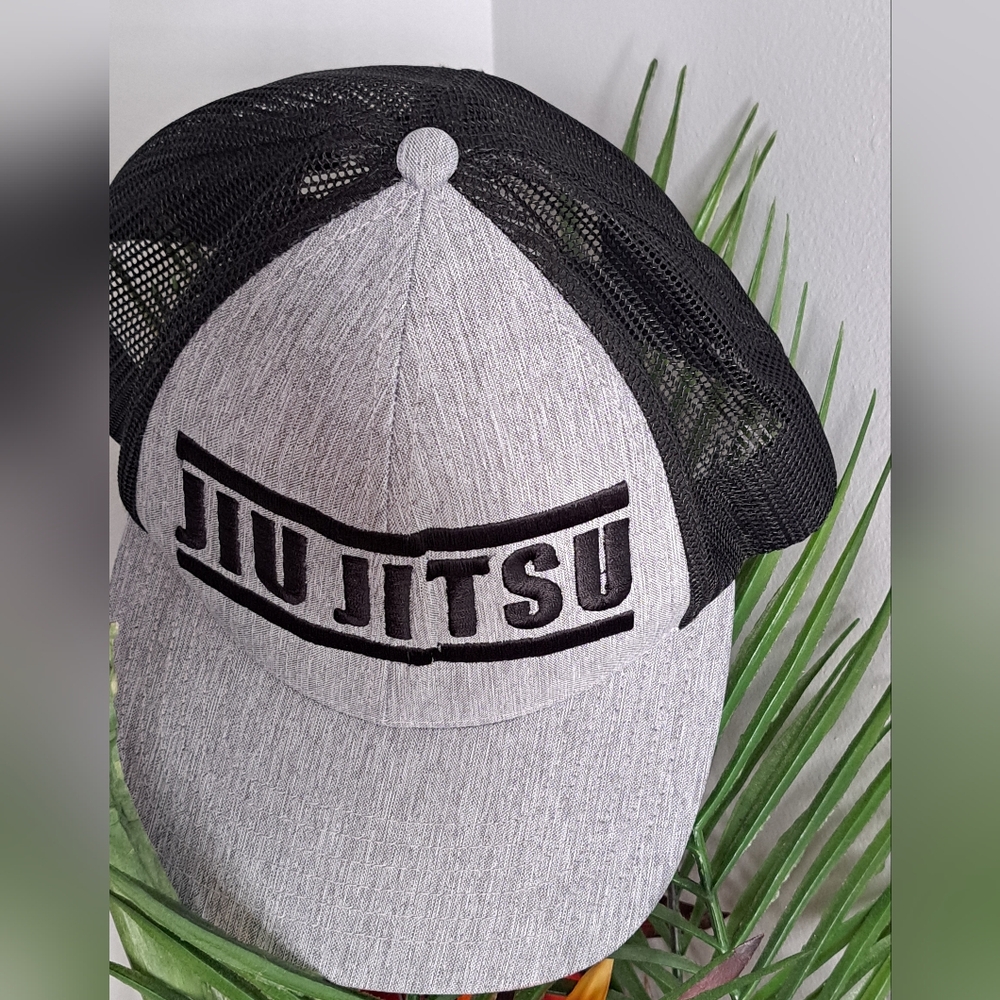 Jiu Jitsu Trucker Baseball Cap Martial Arts Dad Hat Unisex Gray/ Black